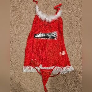 NWT Red Lace Lingerie Set with White Trim